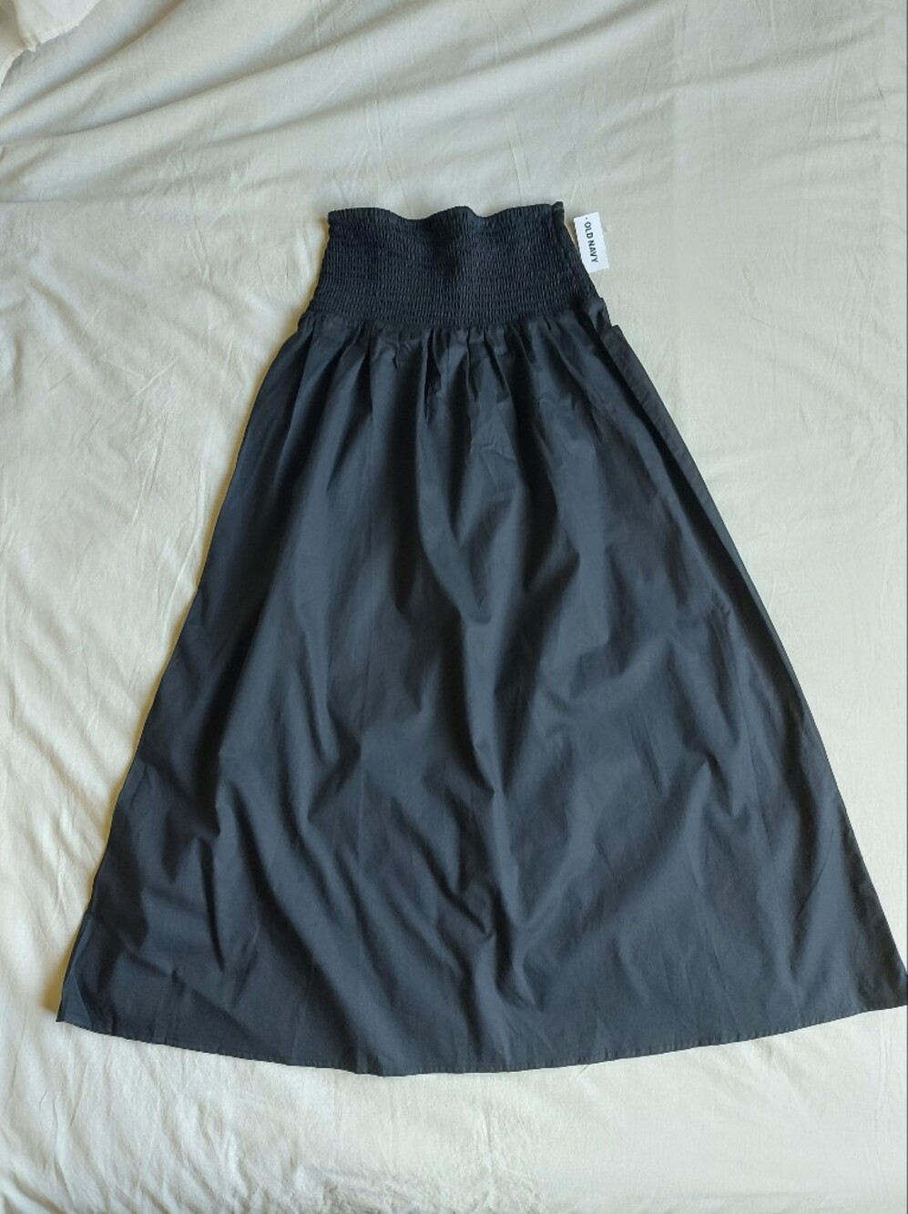 100 Percent Cotton Classic Black Smocked Waist Maxi Skirt